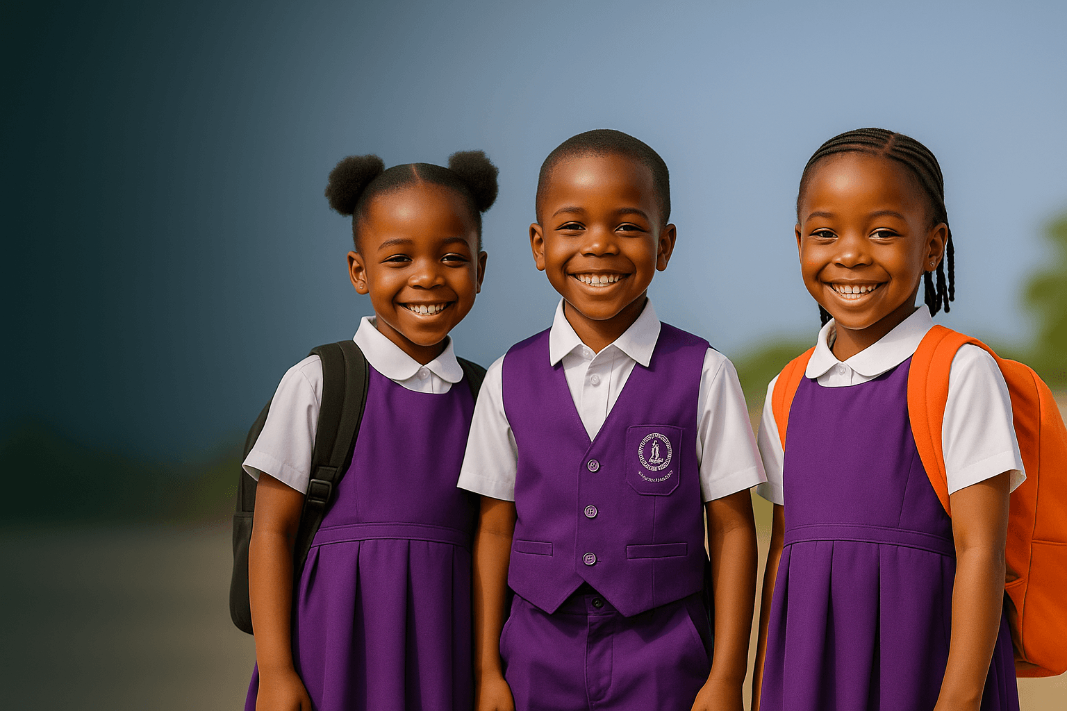 Smiling primary school children in Cameroon classroom